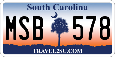 SC license plate MSB578