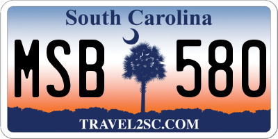 SC license plate MSB580