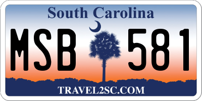 SC license plate MSB581