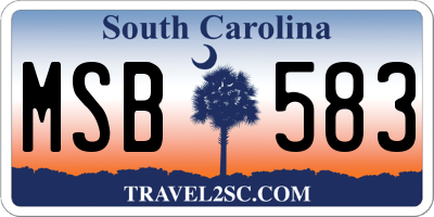 SC license plate MSB583