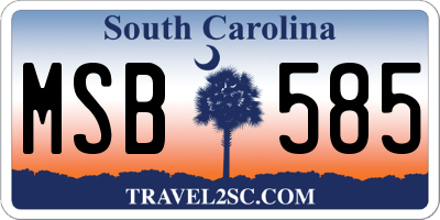 SC license plate MSB585