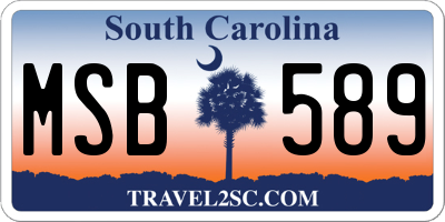SC license plate MSB589