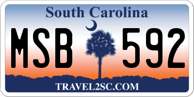 SC license plate MSB592