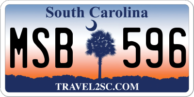 SC license plate MSB596