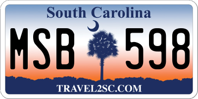 SC license plate MSB598