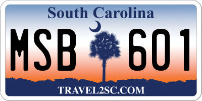 SC license plate MSB601