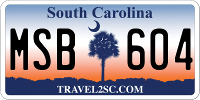 SC license plate MSB604