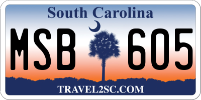 SC license plate MSB605