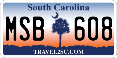 SC license plate MSB608