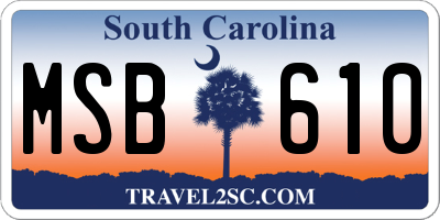 SC license plate MSB610