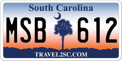 SC license plate MSB612