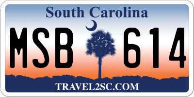 SC license plate MSB614