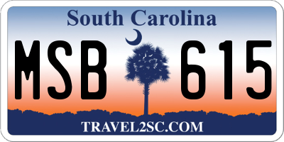 SC license plate MSB615