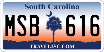 SC license plate MSB616