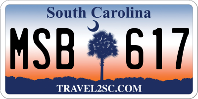 SC license plate MSB617