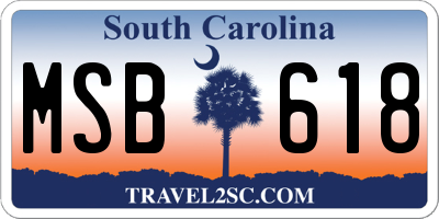 SC license plate MSB618