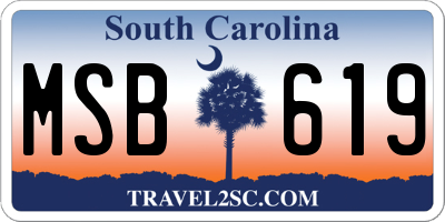 SC license plate MSB619