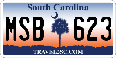 SC license plate MSB623
