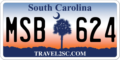 SC license plate MSB624