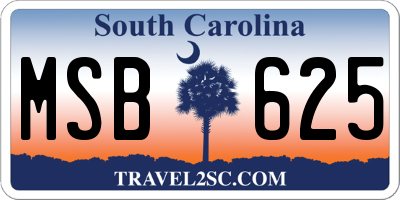 SC license plate MSB625