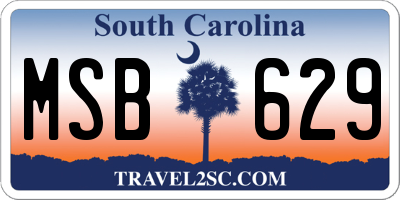 SC license plate MSB629