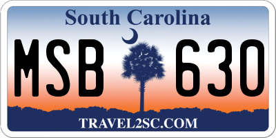 SC license plate MSB630