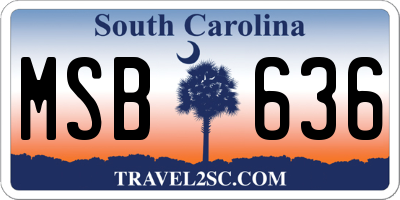 SC license plate MSB636