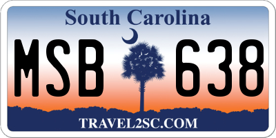 SC license plate MSB638