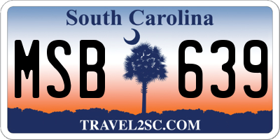 SC license plate MSB639