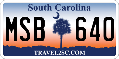SC license plate MSB640