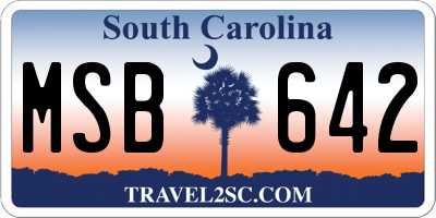 SC license plate MSB642