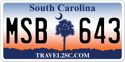 SC license plate MSB643