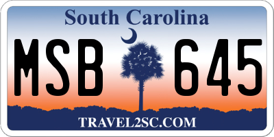 SC license plate MSB645