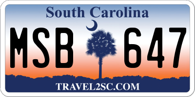 SC license plate MSB647