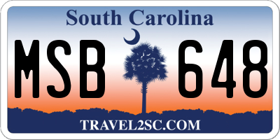 SC license plate MSB648