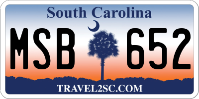 SC license plate MSB652