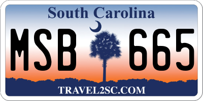 SC license plate MSB665