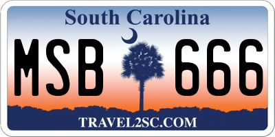 SC license plate MSB666
