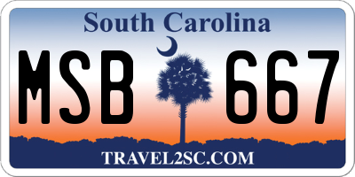 SC license plate MSB667