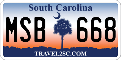 SC license plate MSB668