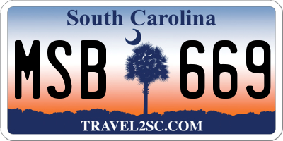 SC license plate MSB669