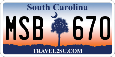 SC license plate MSB670