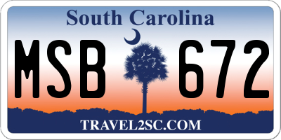 SC license plate MSB672