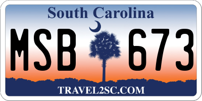 SC license plate MSB673