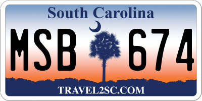 SC license plate MSB674