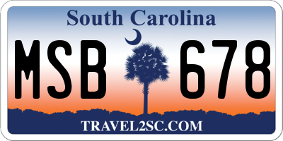 SC license plate MSB678