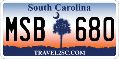 SC license plate MSB680