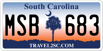SC license plate MSB683