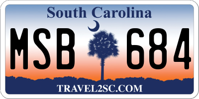 SC license plate MSB684