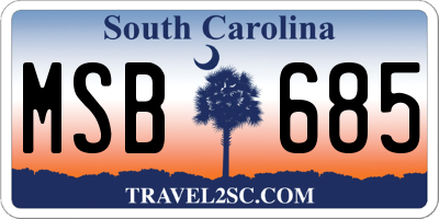 SC license plate MSB685
